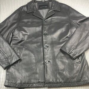 Kenneth Cole Black Leather Jacket Men’s Size Large Pre Owned